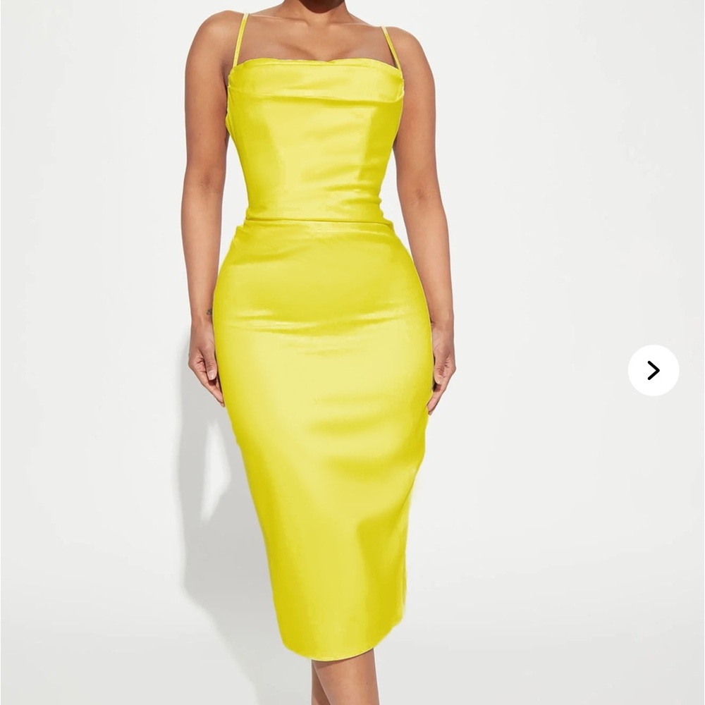 FLASH SALE! Fashion Nova Yellow Spaghetti Strap Sheath Dress